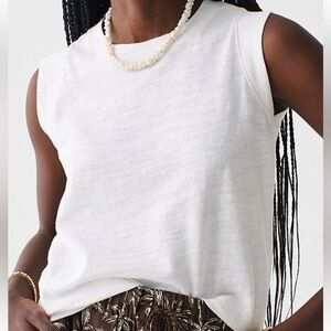 Faherty Sunwash Organic Cotton Slub Knit Crew Neck Sleeveless Muscle Tank